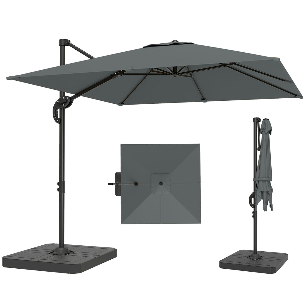 8' x 8' Cantilever Patio Umbrella with Base Weights, Dark Grey