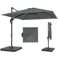 8' x 8' Cantilever Patio Umbrella with Base Weights, Dark Grey