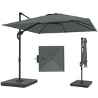 8' x 8' Cantilever Patio Umbrella with Base Weights, Dark Grey