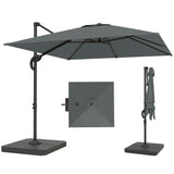 8' x 8' Cantilever Patio Umbrella with Base Weights, Dark Grey