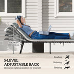 Set of 2 Folding Lounge Chairs with Cushion and Side Pocket, Grey