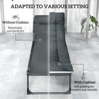 Set of 2 Folding Lounge Chairs with Cushion and Side Pocket, Grey