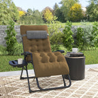 Padded Zero Gravity Chair with Cup Holder and Cushion, Light Khaki