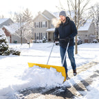 37" Extra-Wide Aluminum Snow Pusher with Wheels and Ergonomic Handle, Yellow