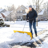 37" Extra-Wide Aluminum Snow Pusher with Wheels and Ergonomic Handle, Yellow