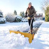 37" Extra-Wide Aluminum Snow Pusher with Wheels and Ergonomic Handle, Yellow