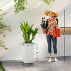 3 Piece 24" Tall Planters with Drainage Holes, White
