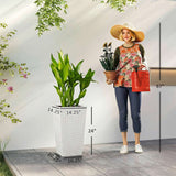 3 Piece 24" Tall Planters with Drainage Holes, White
