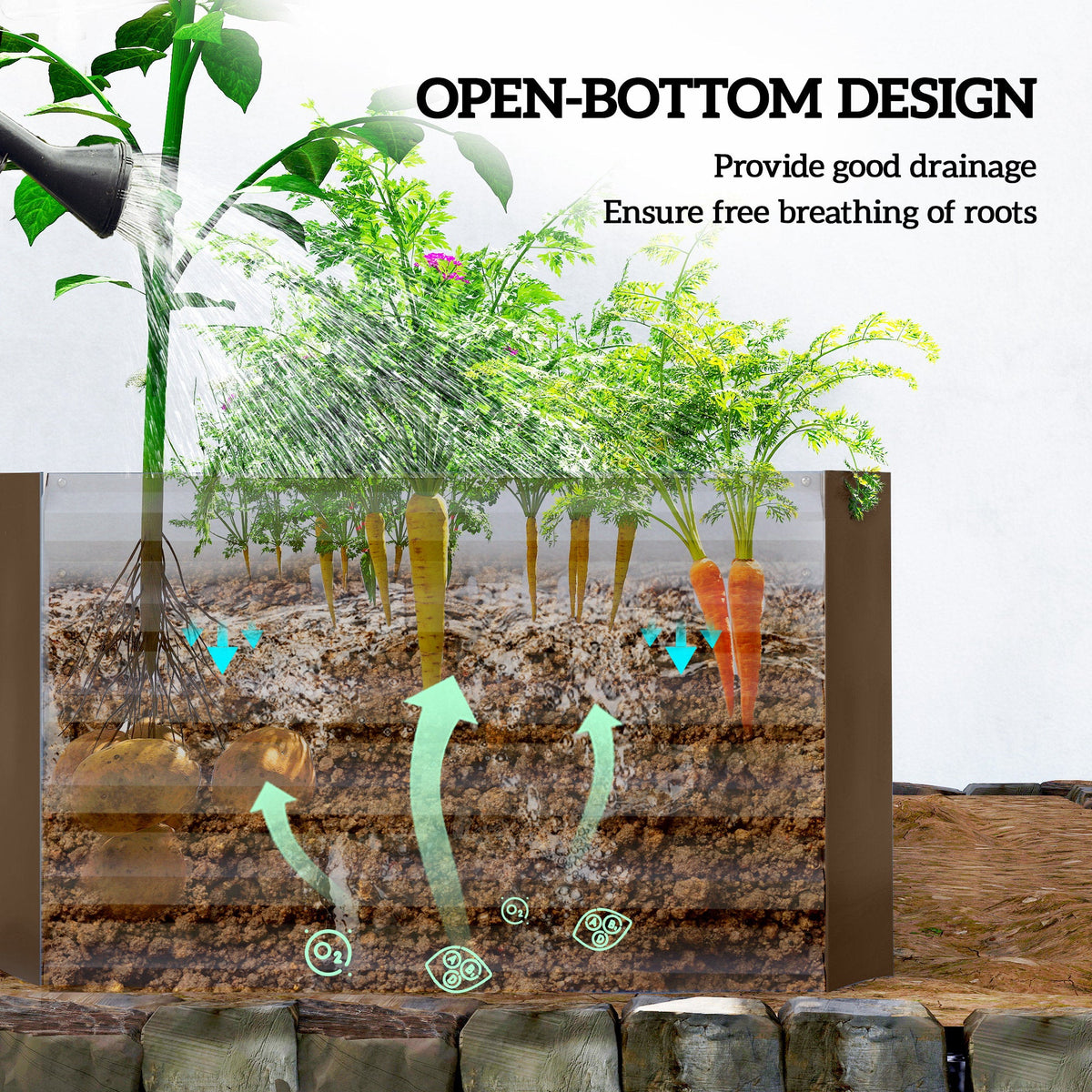 6' x 3' x 2' Galvanized Raised Garden Bed for Vegetables, Brown