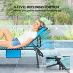 2-Piece Folding Chaise Lounge with Face Hole, Blue