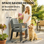 4-Person Rattan Dining Set with Tempered Glass & Tilting Parasol, Light Grey