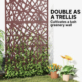 78" x 48" Metal Outdoor Privacy Screen, Labyrinth Design, Dark Brown