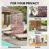 78" x 48" Metal Outdoor Privacy Screen, Labyrinth Design, Dark Brown