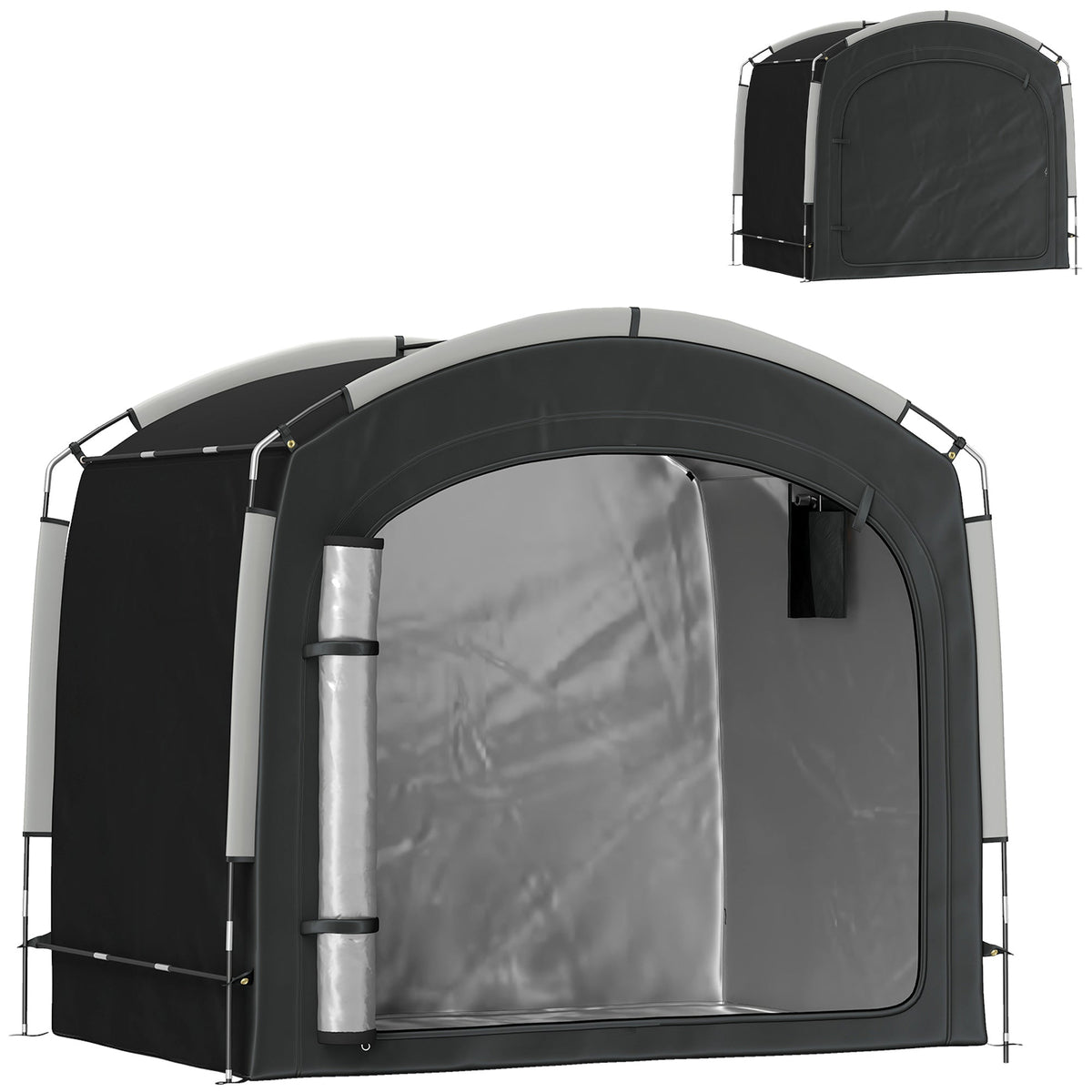 Bike Storage Tent with 210D Oxford Fabric and Carry Bag for 3-4 Bikes, Black