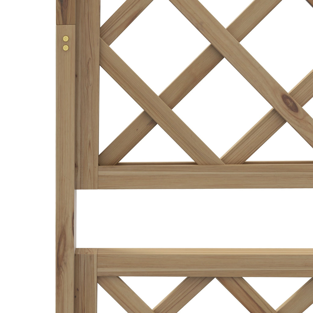 Wood Raised Garden Bed with Trellis, Roof and Privacy Screen, Natural