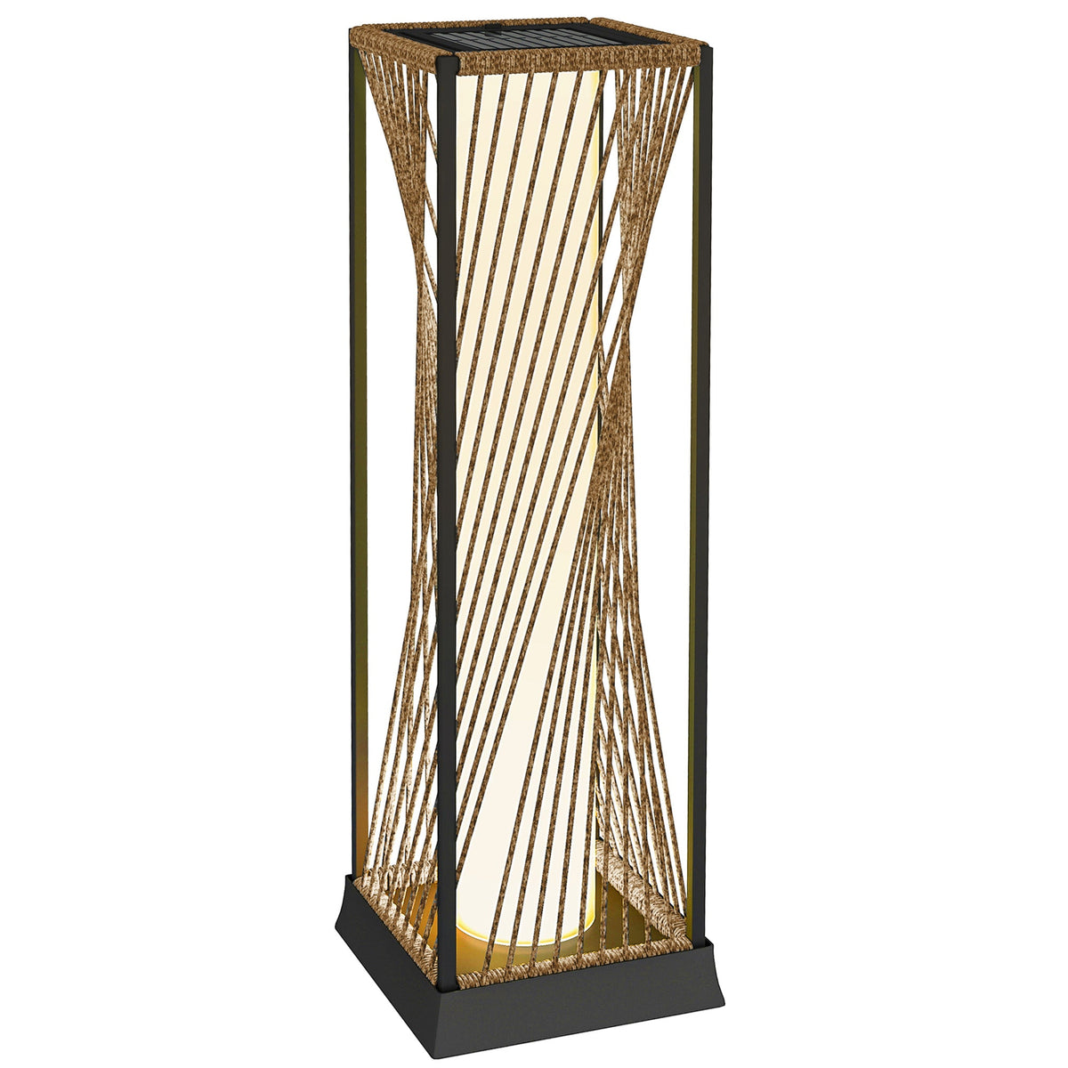 77 cm Solar Rattan Floor Lamp with Auto On/Off LED, Sand Brown