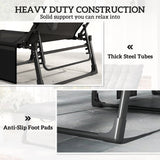 Folding Lounge Chair, 75 cm Wide with Cushion and Side Pocket, Dark Grey/Blue