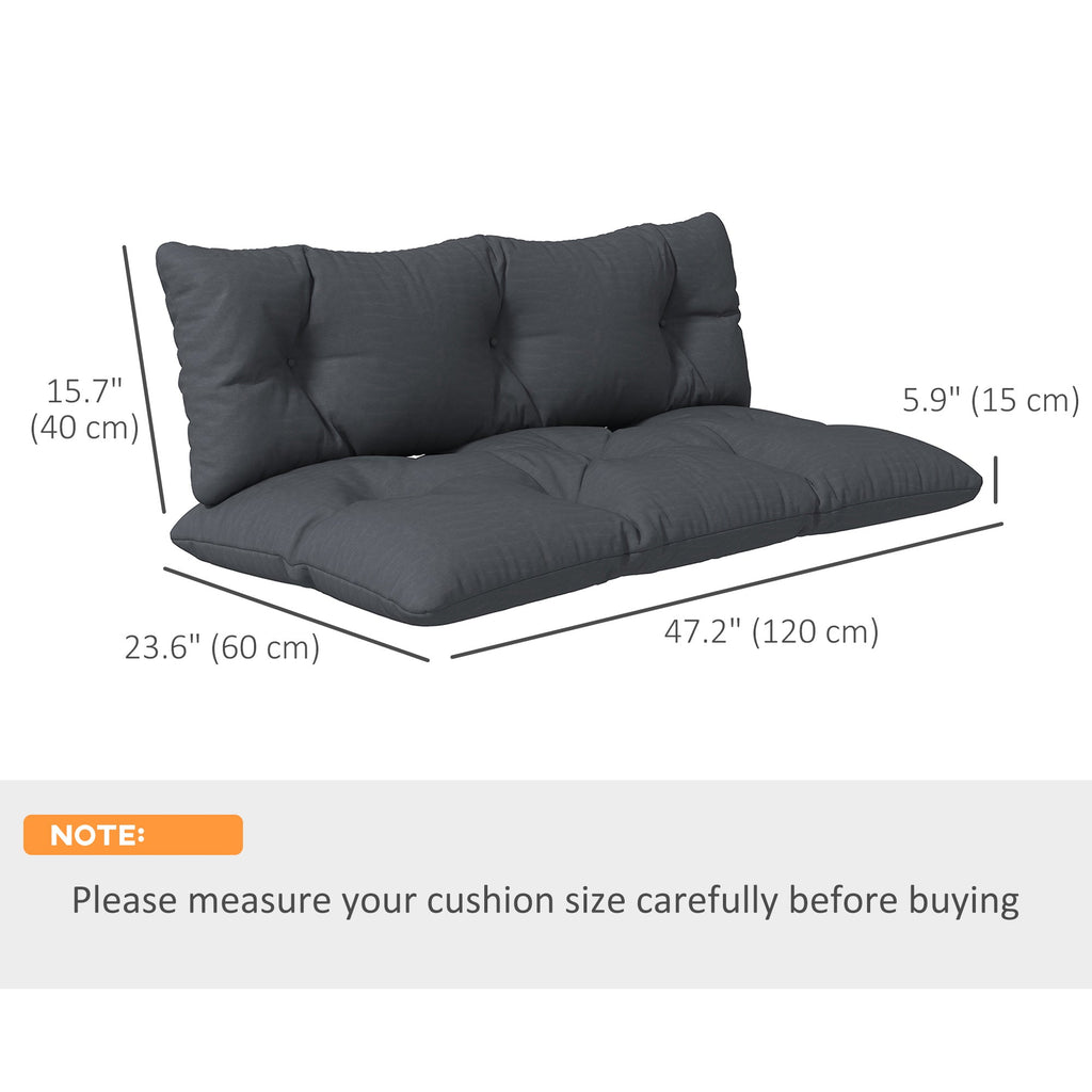 2-Seater Outdoor Seat & Back Cushions, 6" Thick for Pallet Loveseat, Dark Grey