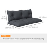 2-Seater Outdoor Seat & Back Cushions, 6" Thick for Pallet Loveseat, Dark Grey