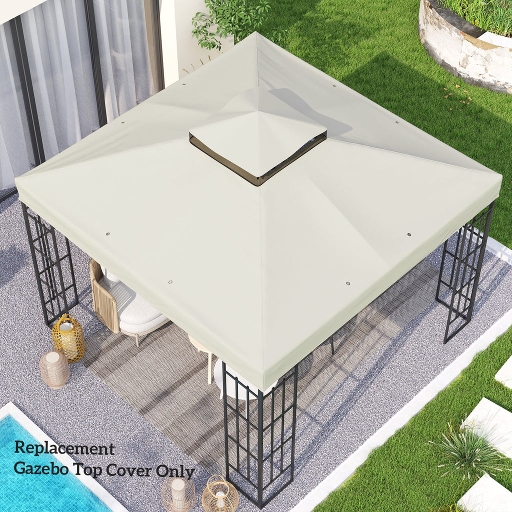 10' x 10' 2-Tier Gazebo Replacement Canopy Top Cover in Light Grey