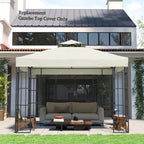 10' x 10' 2-Tier Gazebo Replacement Canopy Top Cover in Light Grey