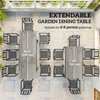 63"-94.5" Extendable Patio Dining Table for 6-8 People