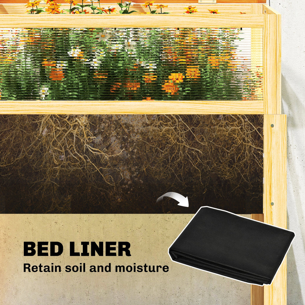 Raised Garden Bed with Detachable Greenhouse Top and Legs, Natural