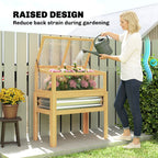 Raised Garden Bed with Detachable Greenhouse Top and Legs, Natural