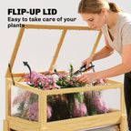Raised Garden Bed with Detachable Greenhouse Top and Legs, Natural
