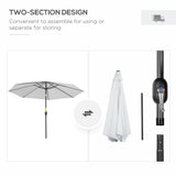 10' x 8' Round Market Umbrella with Crank and Tilt, White