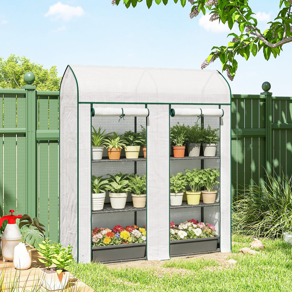 3-Tier Mini Greenhouse, 56.3" x 18.1" x 65", White