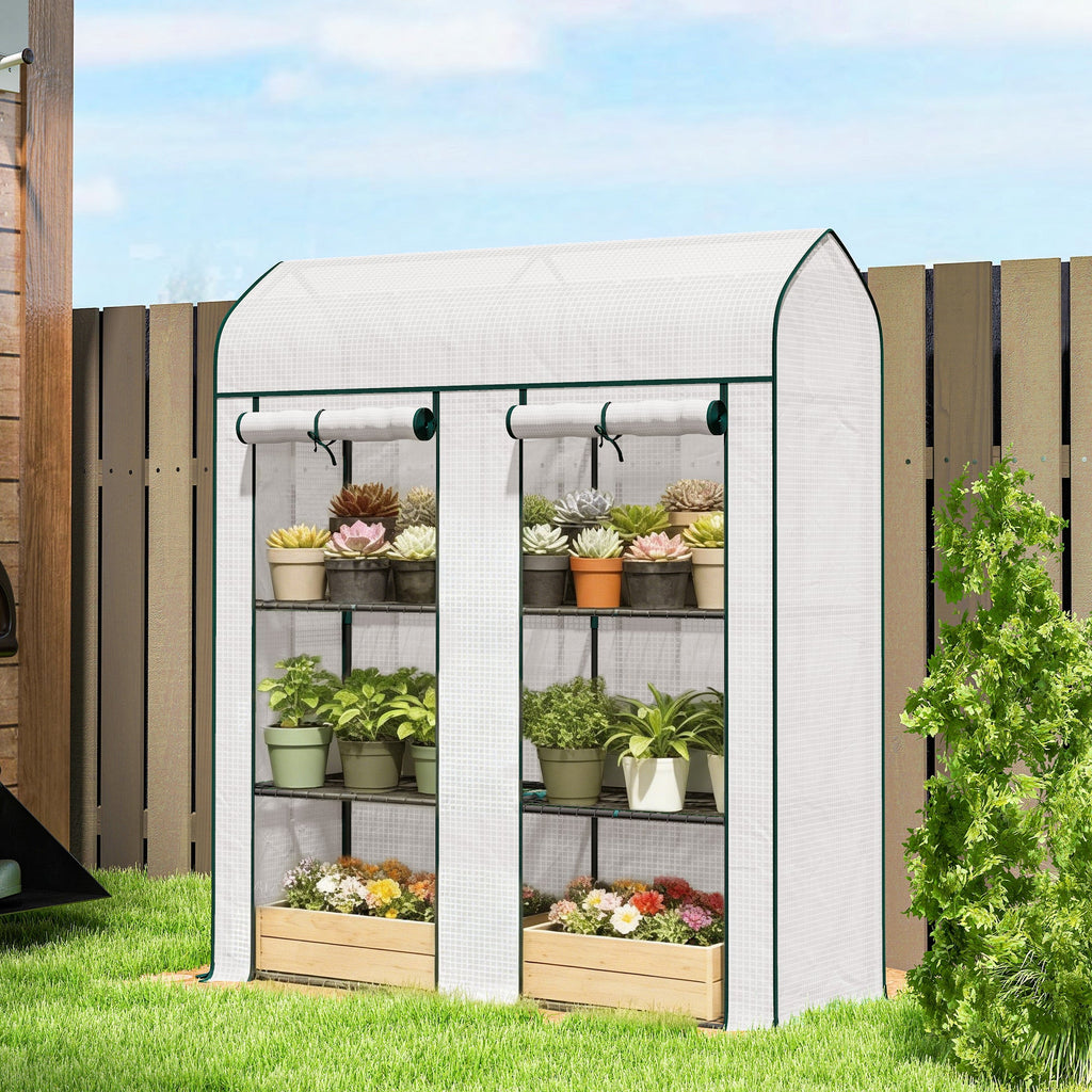 3-Tier Mini Greenhouse, 56.3" x 18.1" x 65", White
