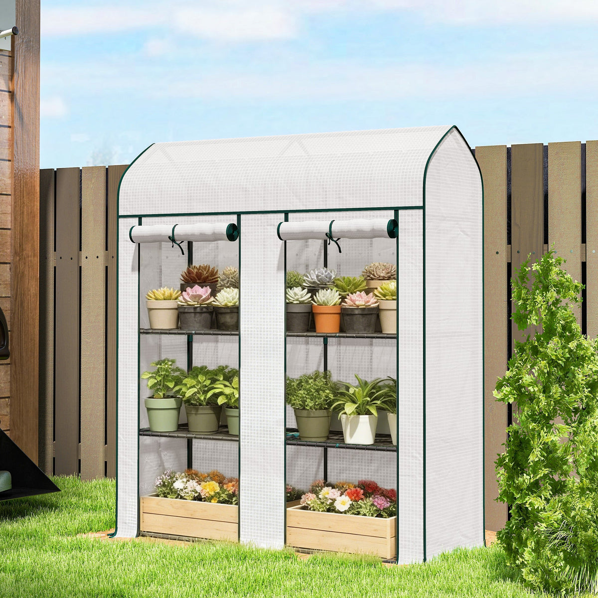 3-Tier Mini Greenhouse, 56.3" x 18.1" x 65", White