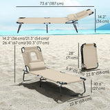 Folding Outdoor Lounge Chair with Face Hole and Pillow, Beige