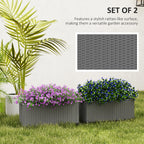 2 Pack 20" Railing Planter Boxes with Hooks and Drainage, Grey