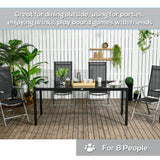 70.9" Rectangular Outdoor Dining Table with Tempered Glass Top, Black