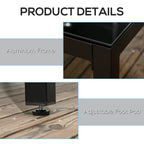 70.9" Rectangular Outdoor Dining Table with Tempered Glass Top, Black