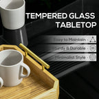 70.9" Rectangular Outdoor Dining Table with Tempered Glass Top, Black