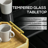 70.9" Rectangular Outdoor Dining Table with Tempered Glass Top, Black