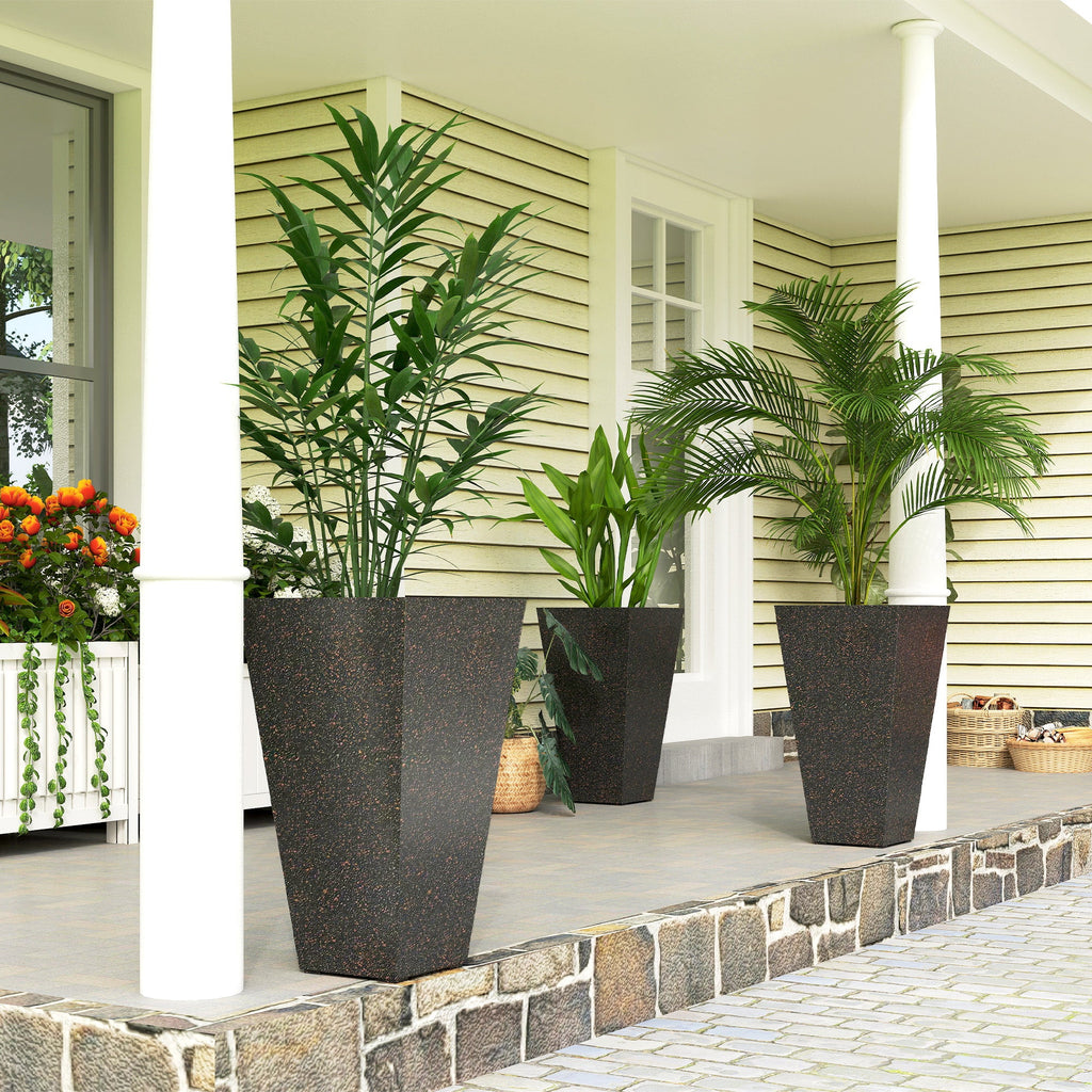 3-Piece 28" Tall Planters with Drainage Holes, Brown