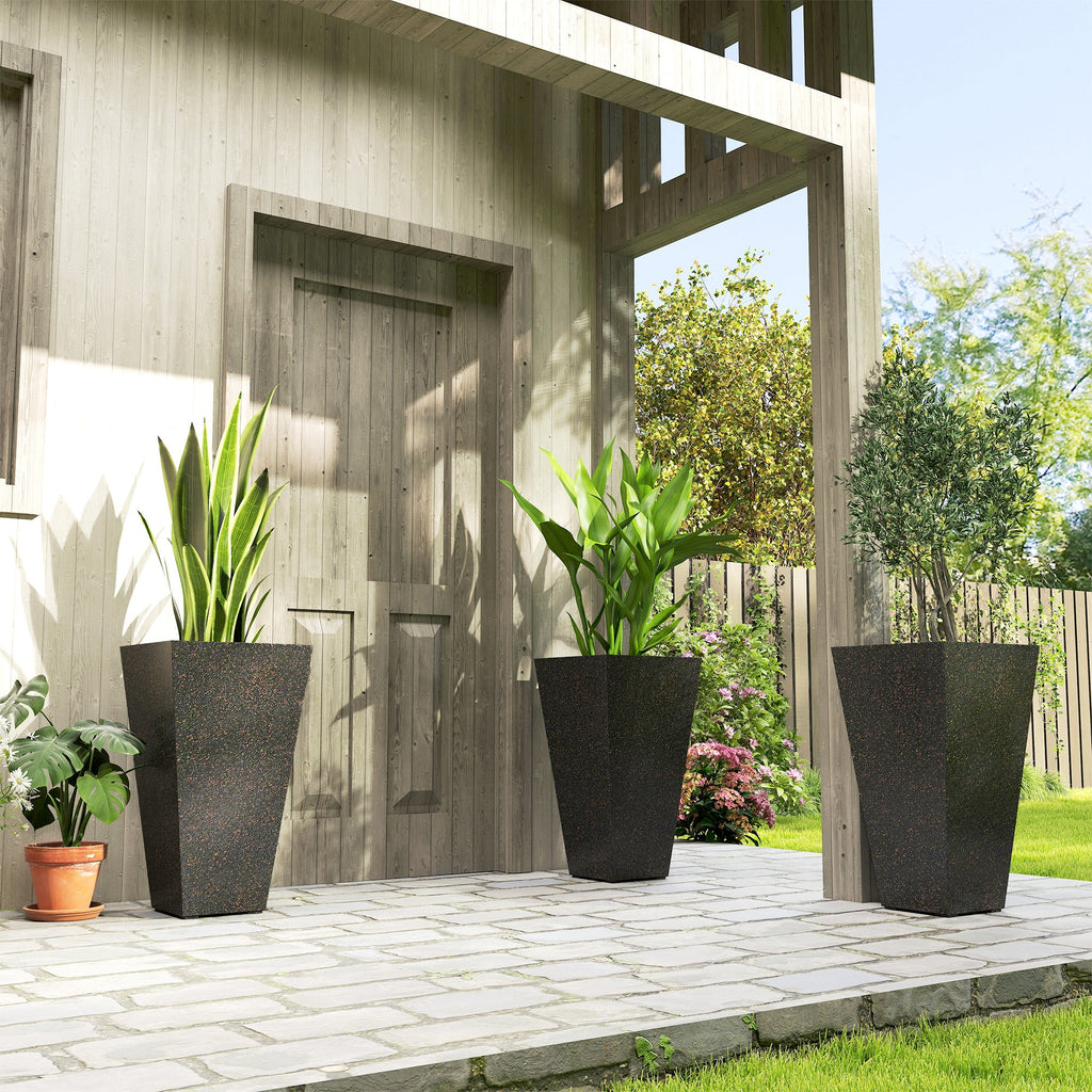 3-Piece 28" Tall Planters with Drainage Holes, Brown