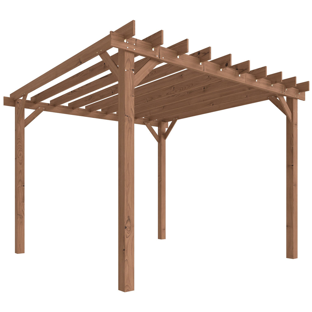 PerArbor Wooden Pergola Kit 3 x 3 m Maple with Triangle Supports & Grape Trellis
