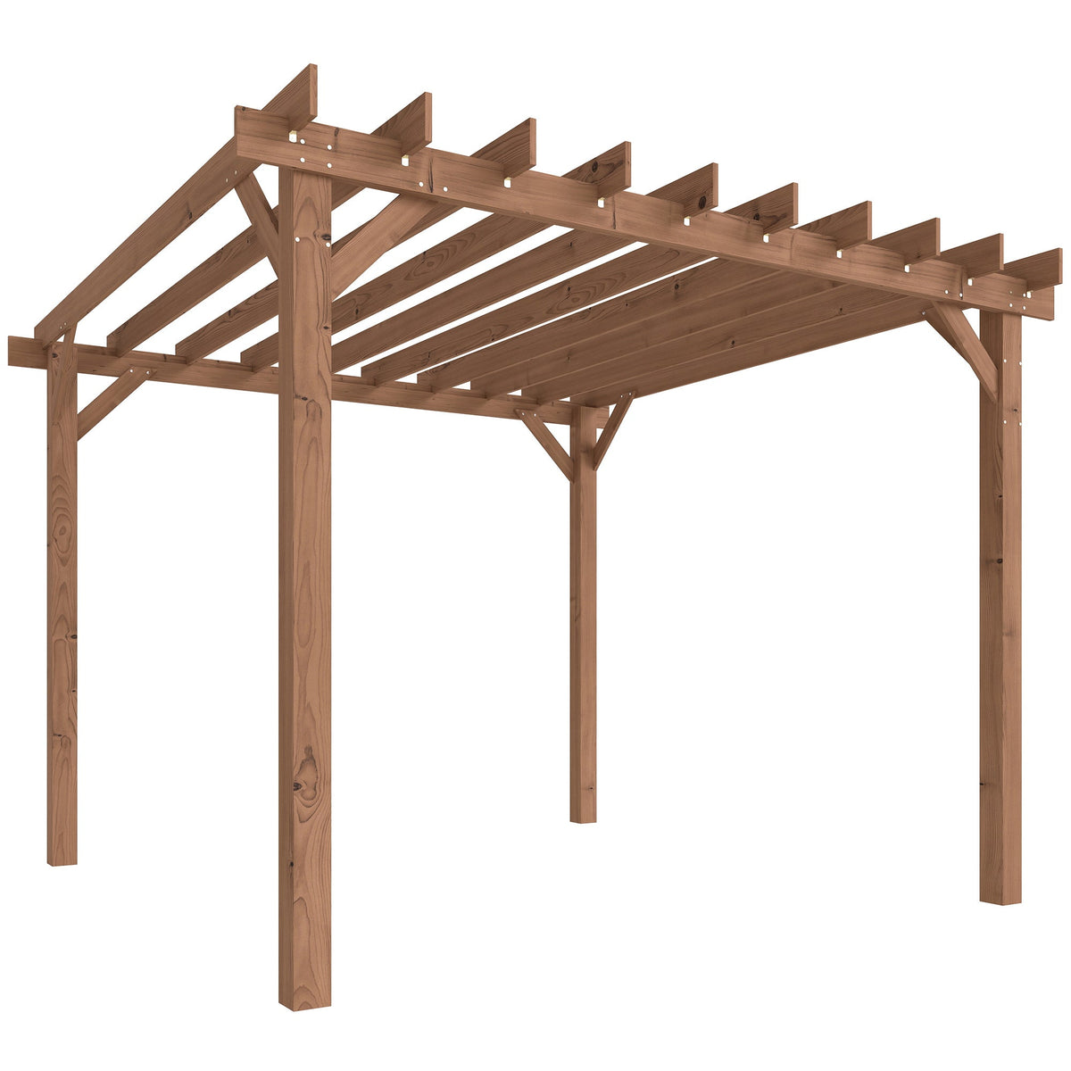 PerArbor Wooden Pergola Kit 3 x 3 m Maple with Triangle Supports & Grape Trellis