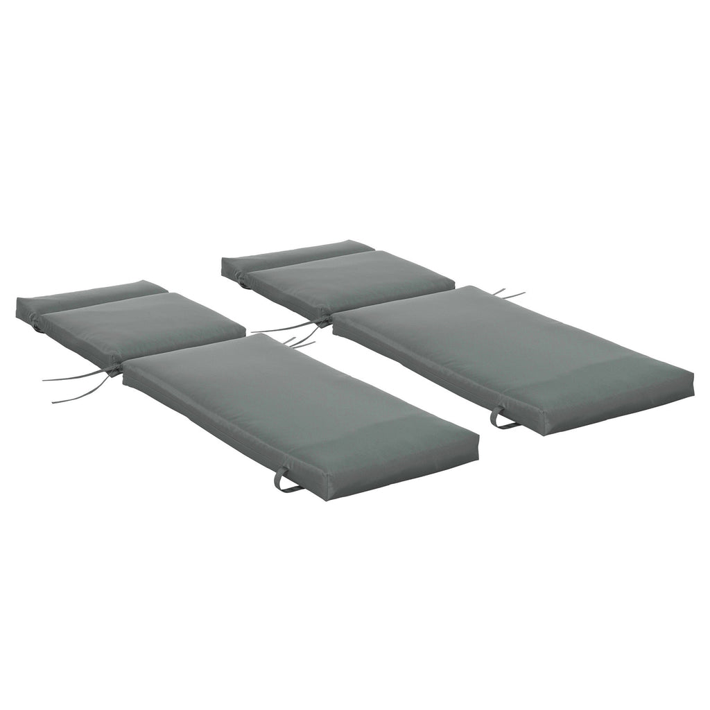 Set of 2 Outdoor Lounge Chair Cushions, 77.2" x 21.7", Dark Grey