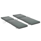 Set of 2 Outdoor Lounge Chair Cushions, 77.2" x 21.7", Dark Grey