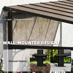 13' x 10' Lean-to Gazebo with Polycarbonate Roof, Brown