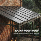 13' x 10' Lean-to Gazebo with Polycarbonate Roof, Brown