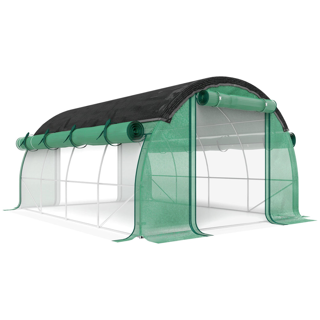 10' x 13' x 6.5' Walk-in Tunnel Greenhouse with 2 Doors, Green