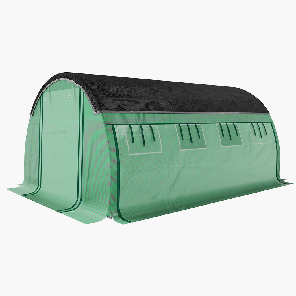 10' x 13' x 6.5' Walk-in Tunnel Greenhouse with 2 Doors, Green