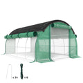 10' x 13' x 6.5' Walk-in Tunnel Greenhouse with 2 Doors, Green